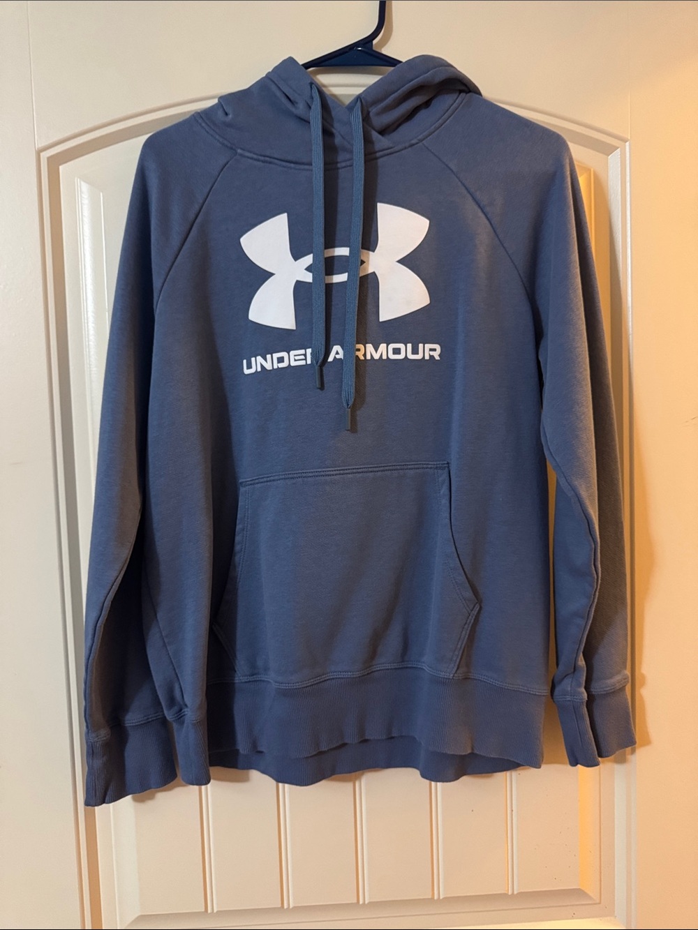 Under Armour Men's Slate Blue Crewneck Hoodie with White Logo